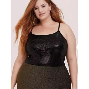 Torrid 4x Black Sequin Spaghetti Strap Camisole Party Tank Plus Size, Retail $56